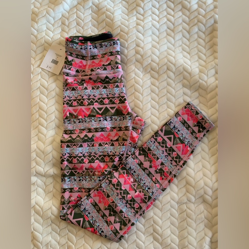 Pure Barre Pink and Black Patterned  Leggings [X Small]